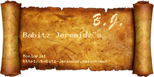 Babitz Jeremiás névjegykártya